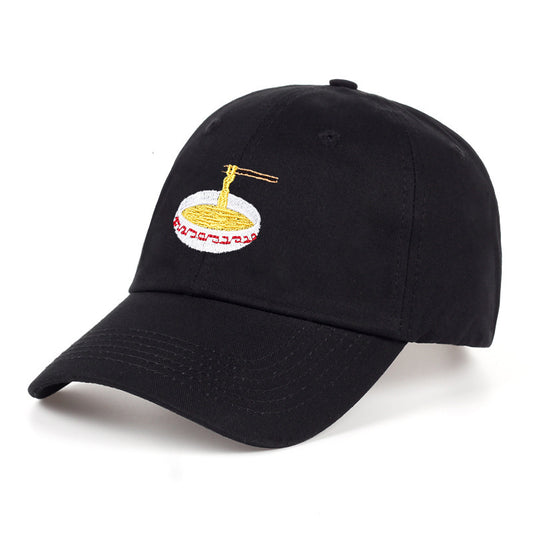 Baseball Cap with Noodles Bowl Embroidery - Unique Food - Inspired Headwear