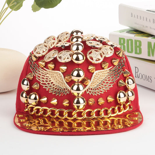Baseball Cap with Stunning Gold Wing - Shaped Metal Embellishments
