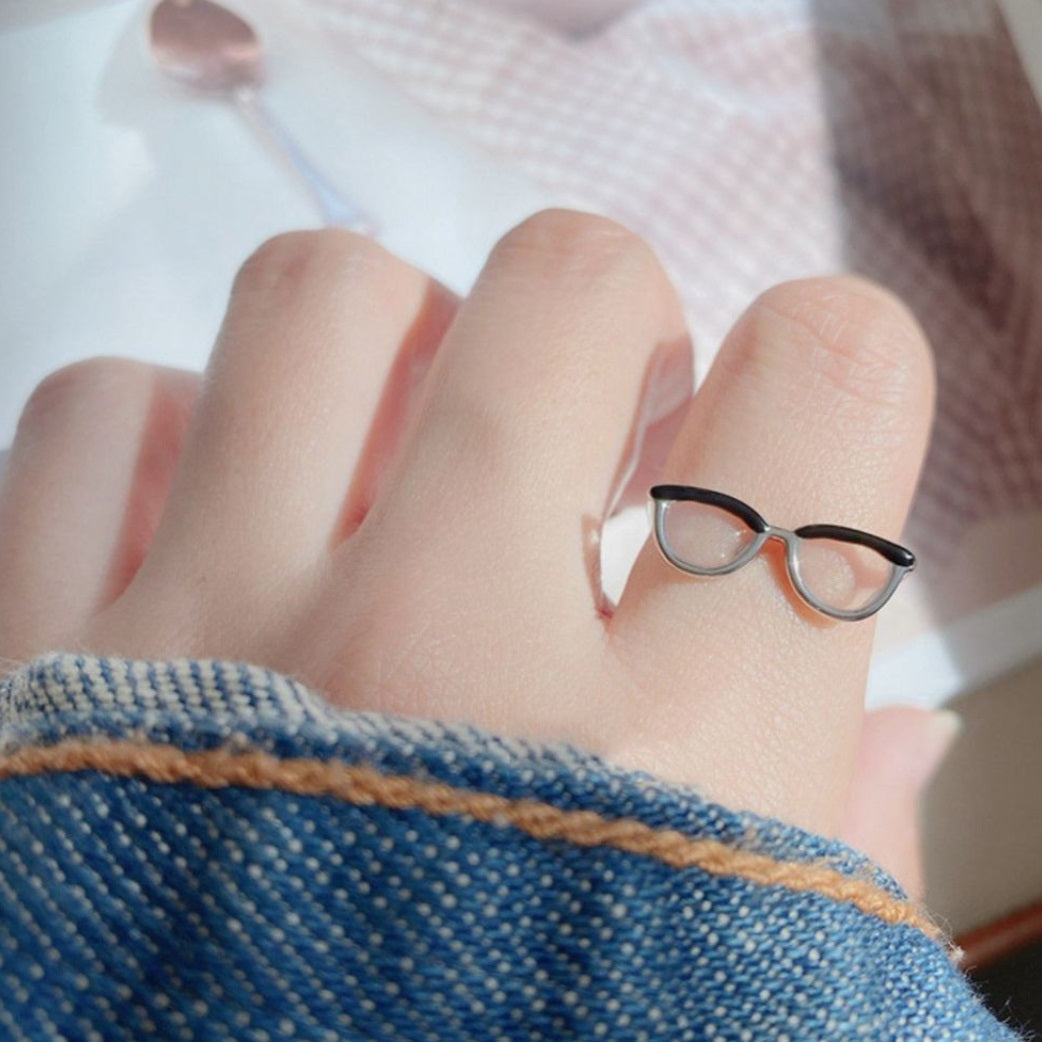 Cute Glasses Ins Girl Open Ring youcantbringitwithyou