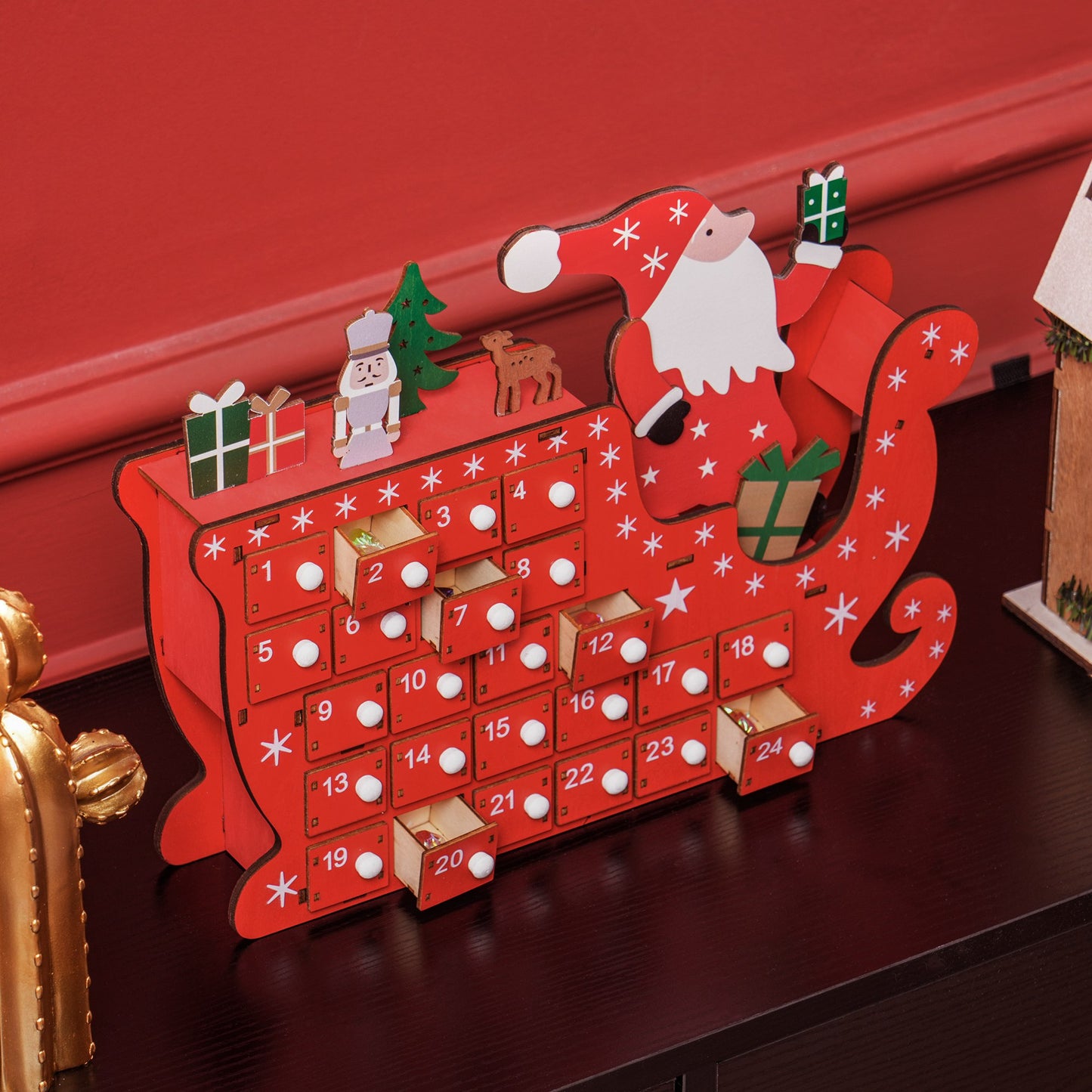 Christmas Advent Calendar with 24 Countdown Drawers