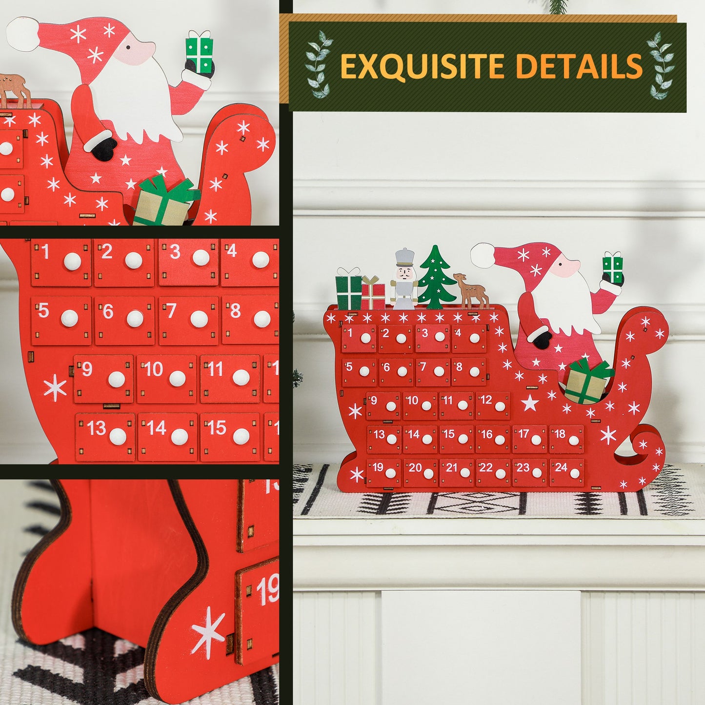 Christmas Advent Calendar with 24 Countdown Drawers