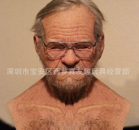 Halloween Granny Mask Latex Headgear Wig Mask