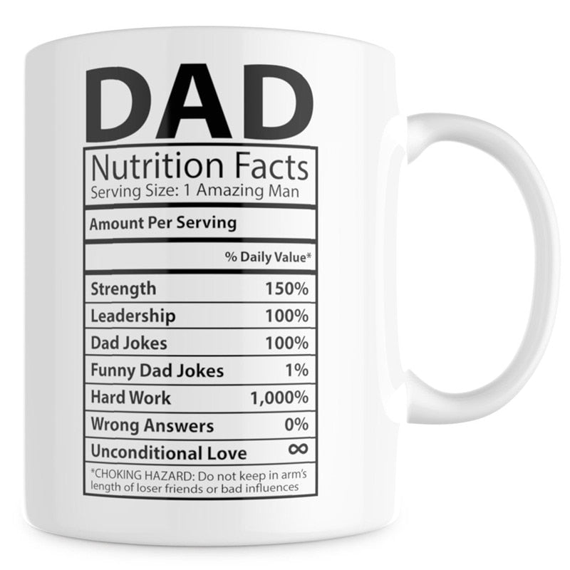 Funny Dad Nutritional Facts Label Coffee Mug Tea Cup youcantbringitwithyou